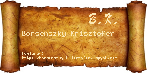 Borsenszky Krisztofer névjegykártya